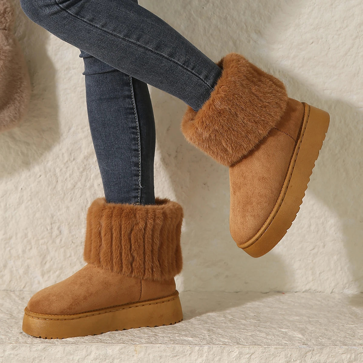 Flock Plush Snow Boots