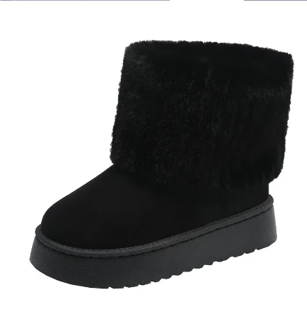 Flock Plush Snow Boots
