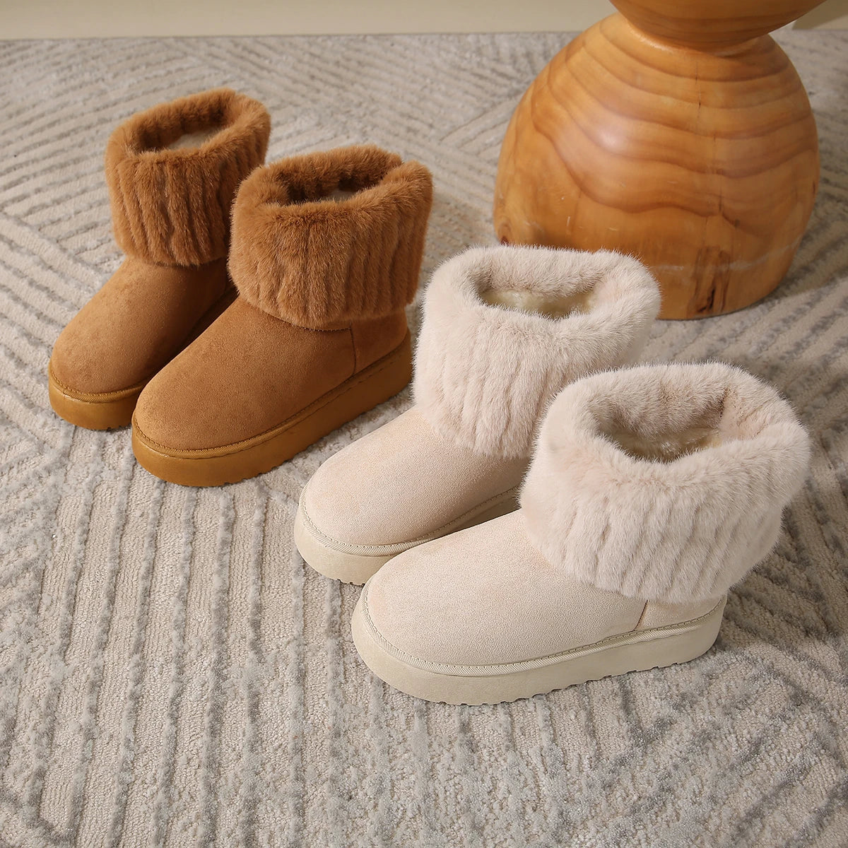 Flock Plush Snow Boots
