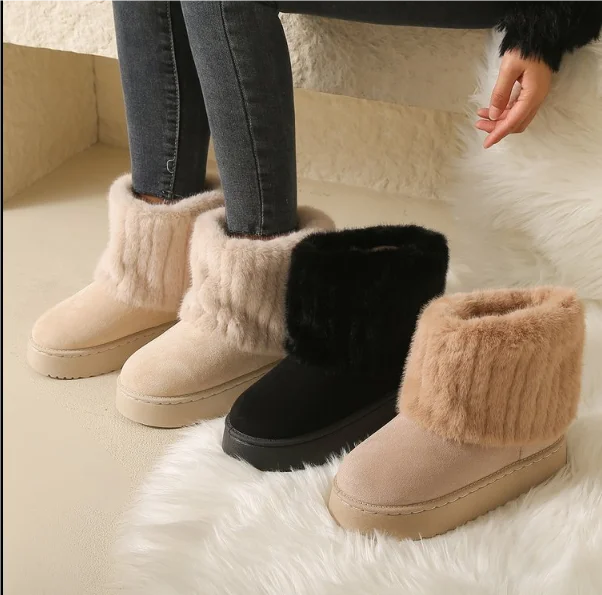 Flock Plush Snow Boots